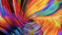 a painting of a colorful swirl with a black background