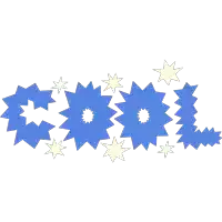 the word cool is made up of blue stars