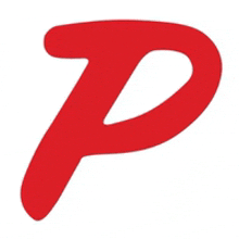 the letter p is red and white on a white background .