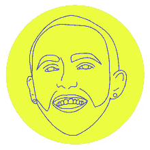 a drawing of a man 's face with a big smile on it