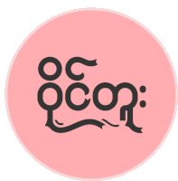 a pink circle with the letters oc and cc on it