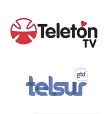 two logos for teleton tv and telsur are next to each other