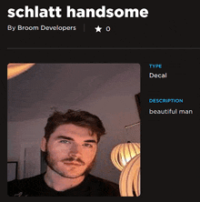 a picture of a man with the name schlatt handsome on the top