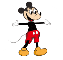 a cartoon drawing of mickey mouse with his arms outstretched on a white background