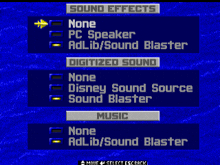 a computer screen shows a sound effects menu