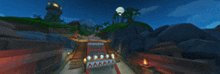 a video game scene with a truck that says aaa on the top of it