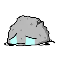 a cartoon drawing of a rock crying with tears coming out of its eyes