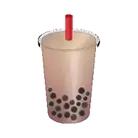 a cup of chocolate bubble tea with a red straw