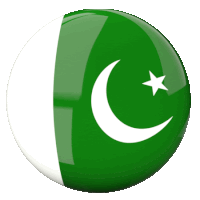 a green and white ball with a crescent moon and star