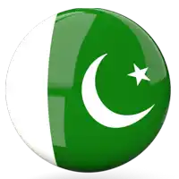 a green and white ball with a crescent moon and star