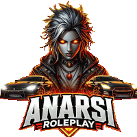 a logo for anarsi roleplay shows a woman and cars