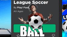 an advertisement for league soccer by play foot