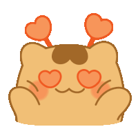 a cartoon of a bear with hearts in his eyes