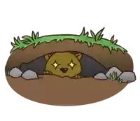 a cartoon drawing of a mole in a hole