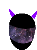 a black helmet with purple horns on it