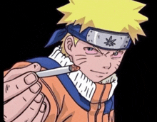 a cartoon of naruto with a marijuana leaf on his head