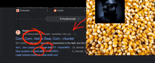 a screenshot of a reddit page with a picture of corn on the bottom