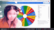 a computer screen shows a spinning wheel with the words impeachii on the bottom