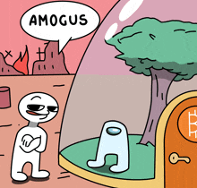 a cartoon character with a speech bubble that says amagus