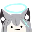 a cat girl with a halo on her head and a cross on her forehead .