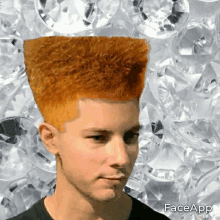 a man with red hair has a face app app on his face