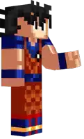 a minecraft character with a blue shirt and red and yellow stripes