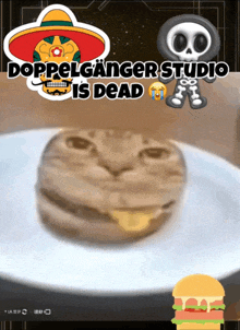 doppelganger studio is dead with a picture of a cat and a skull