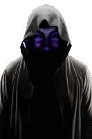 a man in a hooded sweatshirt has a purple face