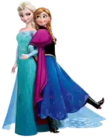 elsa and anna from frozen pose for a picture