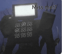 a blurred image of a telephone with the words miss me written on it .