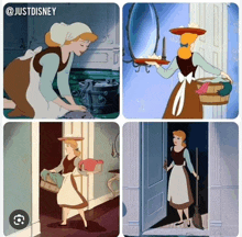 a collage of four pictures of cinderella from just disney