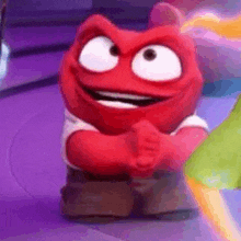 a close up of a cartoon character from inside out with his hands folded .