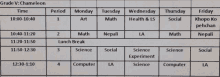 a schedule for grade v chameleon shows a time of 10:00 to 10:40