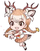 a drawing of a girl with deer antlers and pigtails