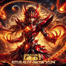 an advertisement for situs slot gacor shows a woman in armor