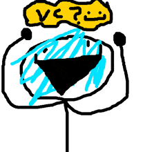 a drawing of a stick figure with a yellow speech bubble that says " vc "