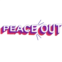 a peace out logo with a purple and white gradient