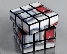 a rubik 's cube with a red white and blue design on the sides