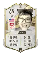 a card with a picture of a boy with glasses and the name herrin on it