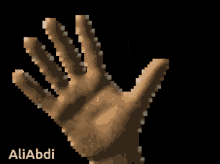 a pixelated image of a hand with the name aliabdi written below it