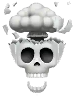 a skull with a cloud coming out of it 's head