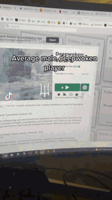 average male deepwoken player written on a computer screen