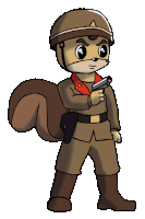 a cartoon of a squirrel holding a gun