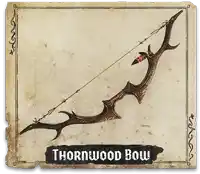 a picture of a thornwood bow with barbed wire on it