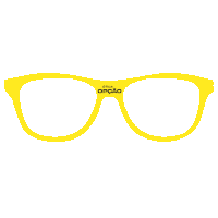 a pair of yellow glasses with opcao written on the lenses