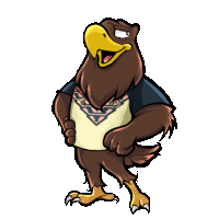 a cartoon of an eagle wearing a shirt with a geometric pattern