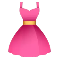 an illustration of a pink dress with a gold ribbon around the waist