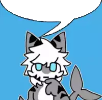 a cartoon cat with glasses and a speech bubble above his head