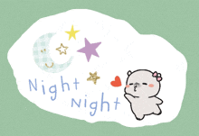 a drawing of a teddy bear with the words night night written on it