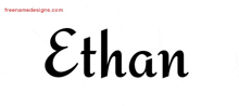 a black and white logo for the name ethan .